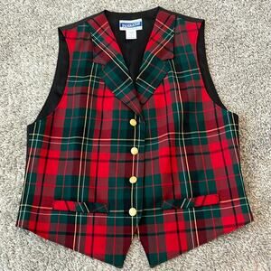 Vintage Pendleton Knockabout Christmas Plaid Vest 100% Virgin Wool Small 6
